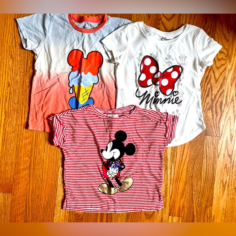 Disney Mickey and Minnie Mouse T-Shirts Sz 5-6